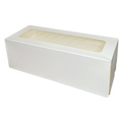 Коробка для рулета с окном белая 30х12х10 см ForG CAKE ROLL W 300*120*100