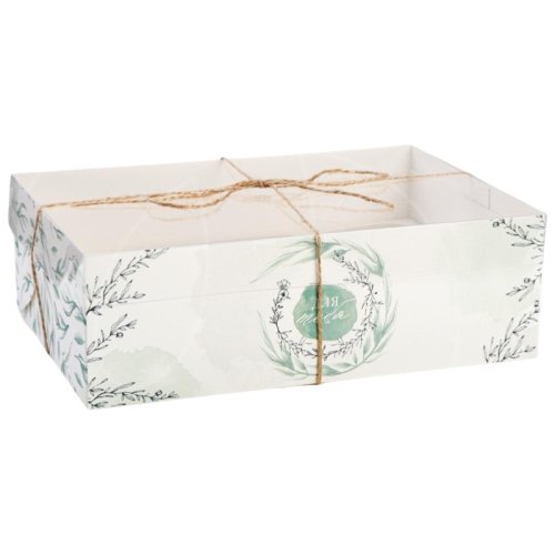 Коробка на 6 капкейков с окном "Листья" 23x16x7,5 см 4675075