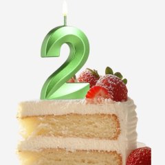 Свеча декоративная Цифра "2" Зелёная грань 5572736