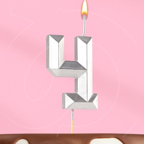 Свеча декоративная Цифра "4" Серебряная грань 10873665