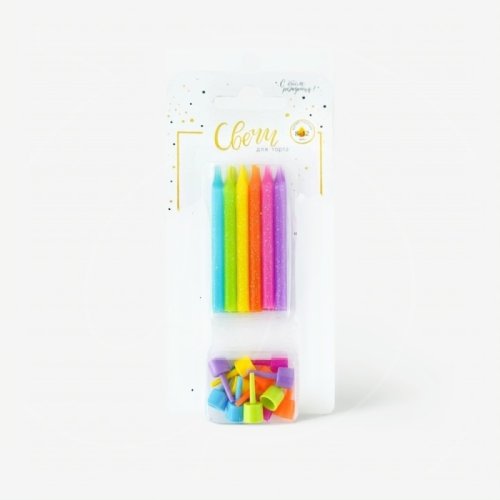 Свечи декоративные "Цветные блёски" 6 см 620191