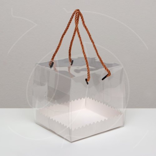 Коробка для торта с ручками прозрачная 14х14х14 см 10325611