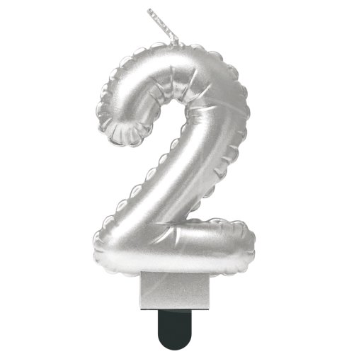 Свеча декоративная Цифра "2" Шар Серебро 622096-2	