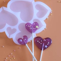 Форма силиконовая для леденцов "Сердечки" 6 шт 01150, СФ-161; 7059219