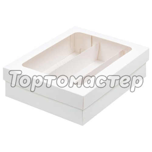 Коробка для макарон с окном белая 21x16,5x5,5 см 080250 ф