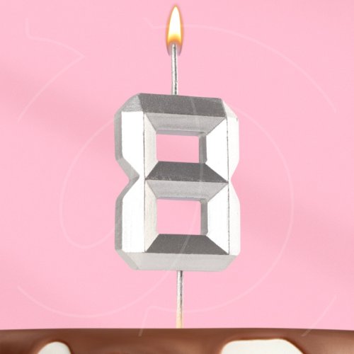 Свеча декоративная Цифра "8" Серебряная грань 10873669