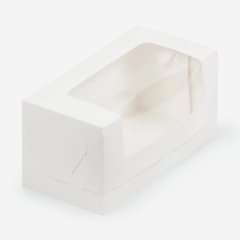 Коробка для кекса с окном белая 20х10х10 см 073000