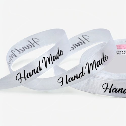 Лента для декора и упаковки атласная белая "Handmade" 1,5 см 23 м 10746886