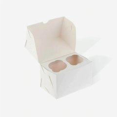 Коробка на 2 капкейка Белая 16х10х10 см 